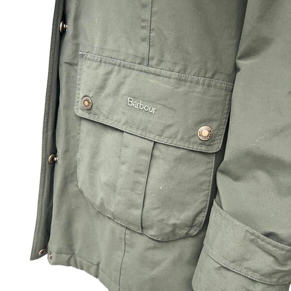 $320 Barbour Army Green Nylon Hebden Waterproof Meadow Jacket size 6/FR 38 - Picture 9 of 13